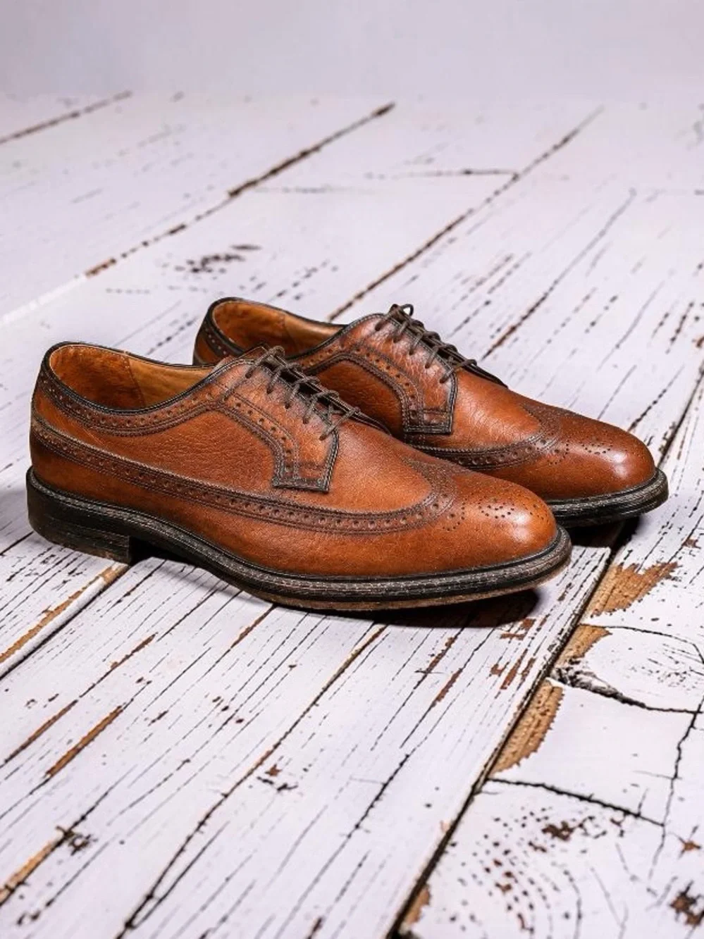 Vintage Roblee Brown Leather Wingtip Lace-Up Oxford Dress Shoes Size 10 D